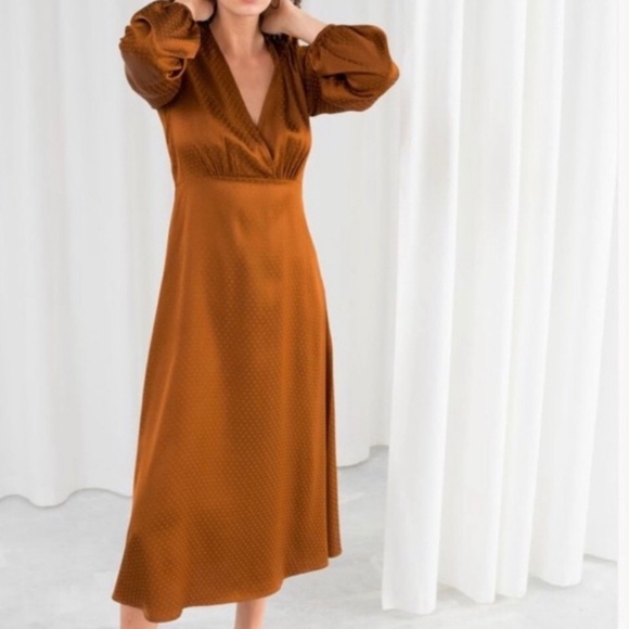 NWT & Other Stories Polka Dot V-Neck Midi Dress Size 2US - Picture 1 of 8